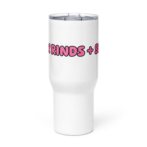 prok rinds and salsa mug with a handle