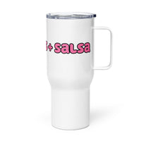 prok rinds and salsa mug with a handle