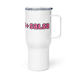 prok rinds and salsa mug with a handle