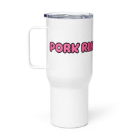 prok rinds and salsa mug with a handle